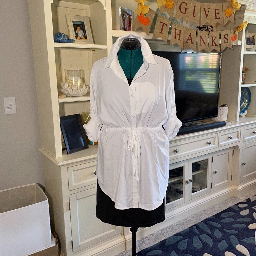 Safari blouse, White, UPF50 Sun protection in this Quick-Dry fabric